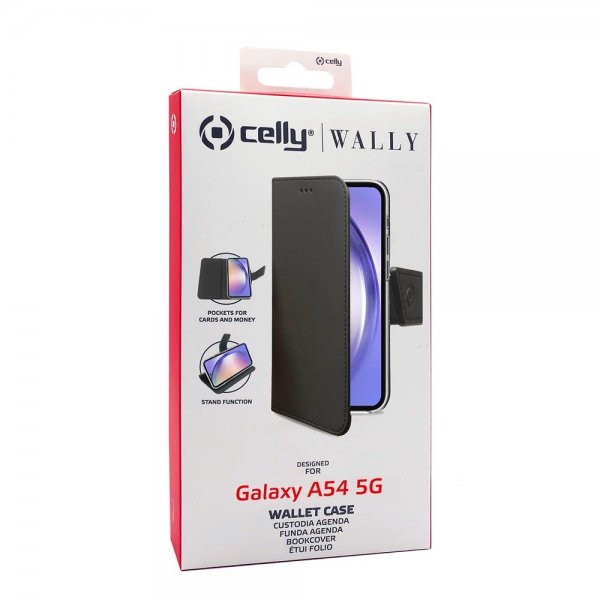 Celly Samsung Galaxy A54 5G Suojakuori Wally Wallet Case Musta