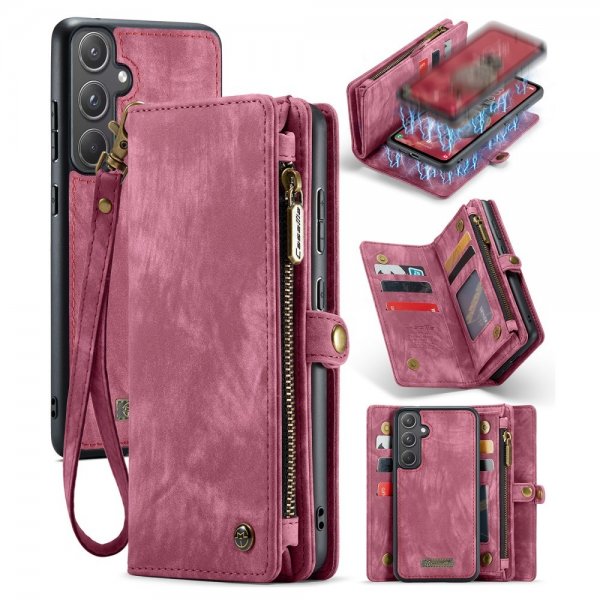 CaseMe Samsung Galaxy A55 -kotelo, 008-sarja, irrotettava kuori, punainen