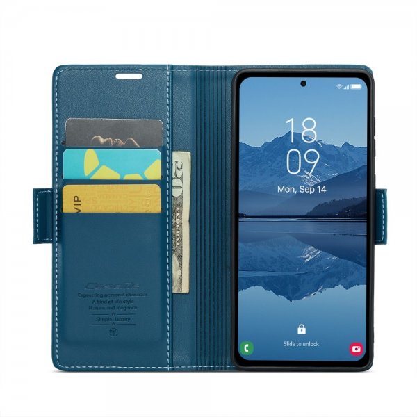 CaseMe Samsung Galaxy A55 -suojakotelo, 023-sarja, sininen