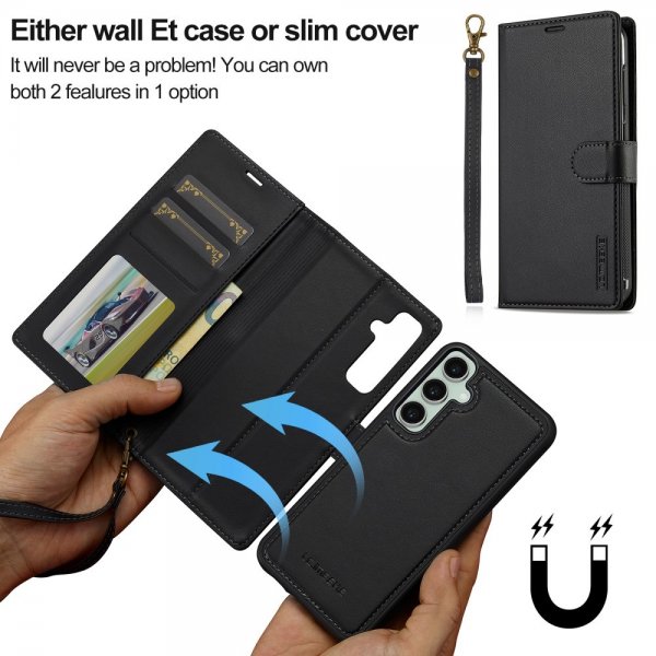 Lc.Imeeke Samsung Galaxy A55 -kotelo irrotettavalla kuorella L2 Series MagSafe, musta