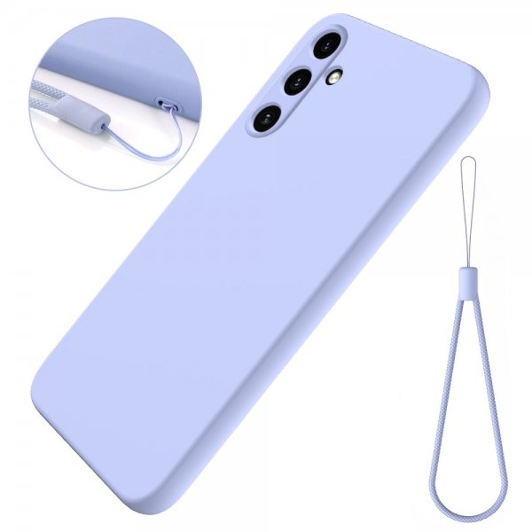 Samsung Galaxy A55 -silikonikuori hihnalla, violetti