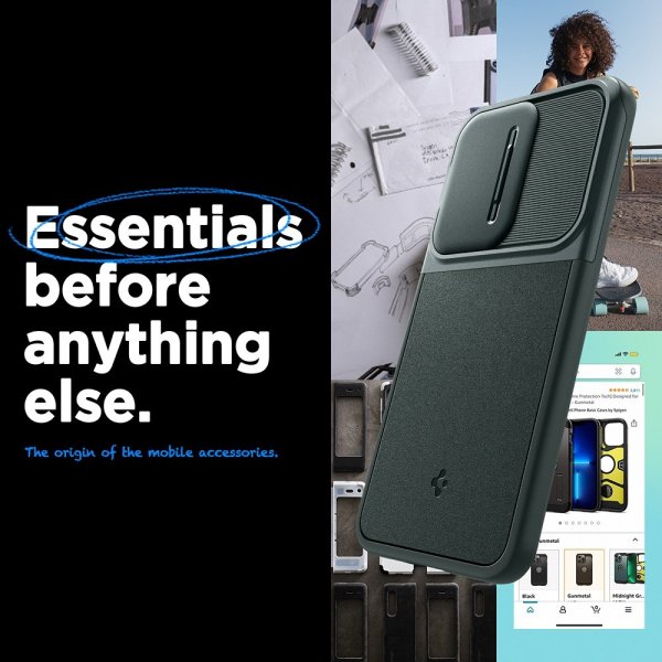 Spigen Samsung Galaxy A55 -suojakuori Optik Armor Abyss Green