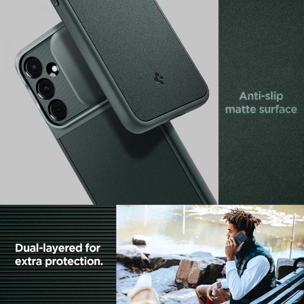 Spigen Samsung Galaxy A55 -suojakuori Optik Armor Abyss Green