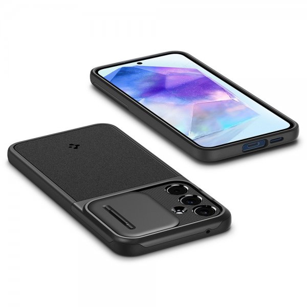 Spigen Samsung Galaxy A55 -suojakuori Optik Armor, musta