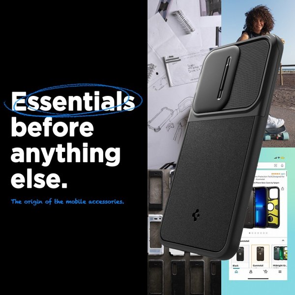 Spigen Samsung Galaxy A55 -suojakuori Optik Armor, musta