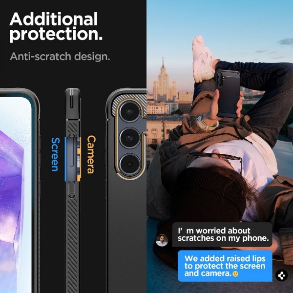 Spigen Samsung Galaxy A55 -suojakuori Rugged Armor Matte Black