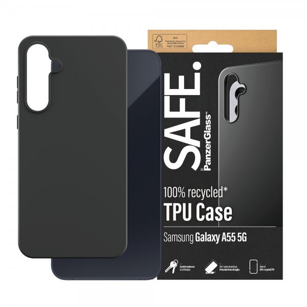 SAFE by PanzerGlass Samsung Galaxy A55 - Soft TPU -suojakuori, musta