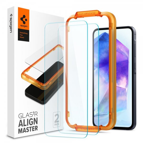 Spigen Samsung Galaxy A55 -näytönsuoja GLAS.tR ALIGNmaster 2-pakkaus