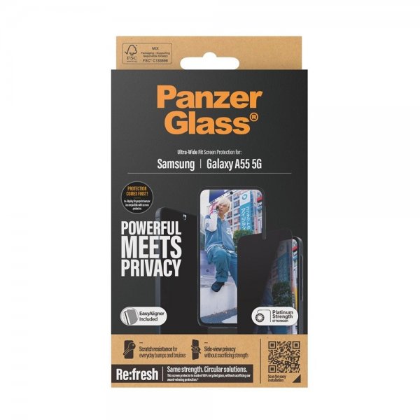 PanzerGlass Samsung Galaxy A55 -näytönsuoja Ultra-Wide Fit Privacy EasyAligner