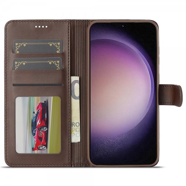 Lc.Imeeke Samsung Galaxy A56 Suojakuori Korttipidikkeellä Jalustatoiminto Tummanruskea