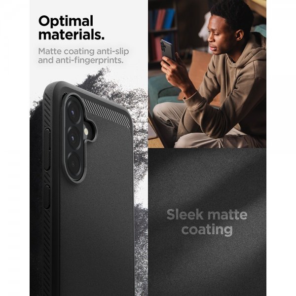 Spigen Samsung Galaxy A56 -suojakuori, Rugged Armor, mattamusta