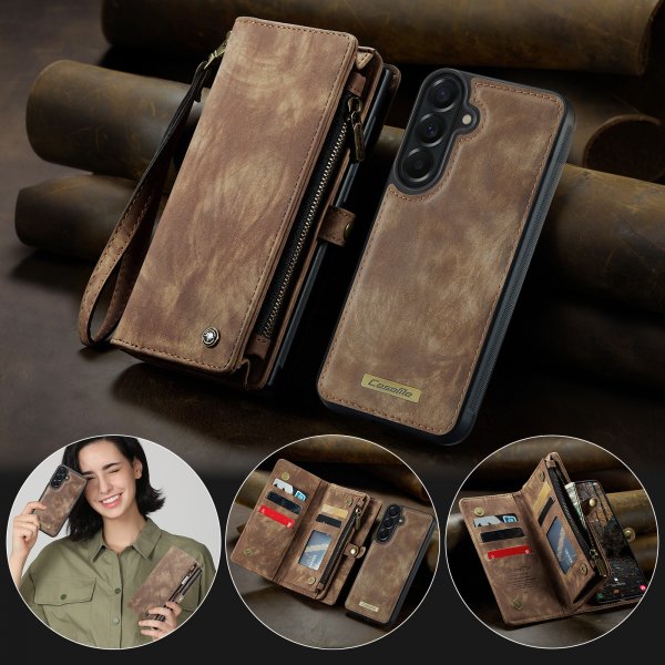 CaseMe Samsung Galaxy A57 -kotelo, 008-sarja, irrotettava kuori, ruskea