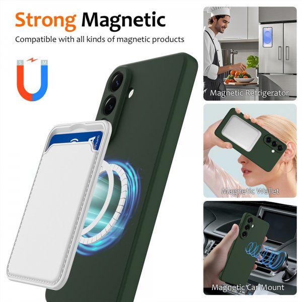 Samsung Galaxy A57 Kuori rannehihnalla, silikoninen MagSafe, vihreä