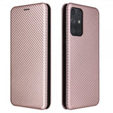 Samsung Galaxy A72 -kotelo hiilikuitutekstuurilla, ruusukulta