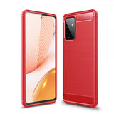 Samsung Galaxy A72 Kuori Harjattu Hiilikuitukuvio Punainen