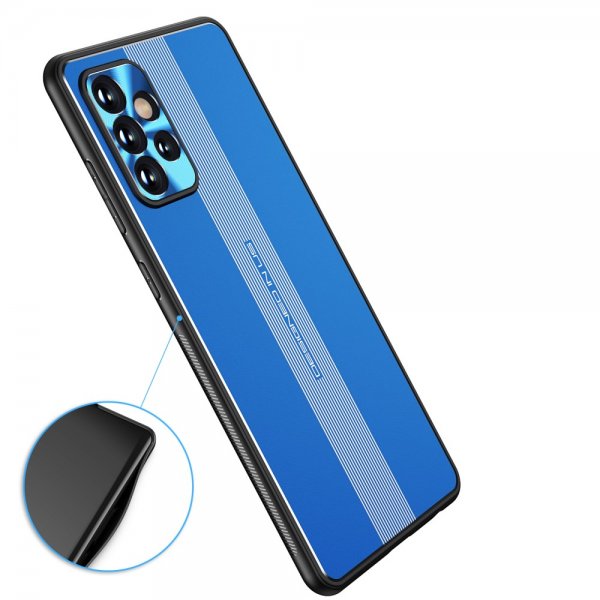 Samsung Galaxy A72 -suojakuori metallilevyllä, sininen