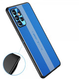Samsung Galaxy A72 -suojakuori metallilevyllä, sininen
