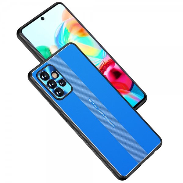 Samsung Galaxy A72 -suojakuori metallilevyllä, sininen