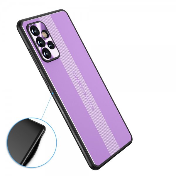 Samsung Galaxy A72 -kuori metallilevyllä, violetti