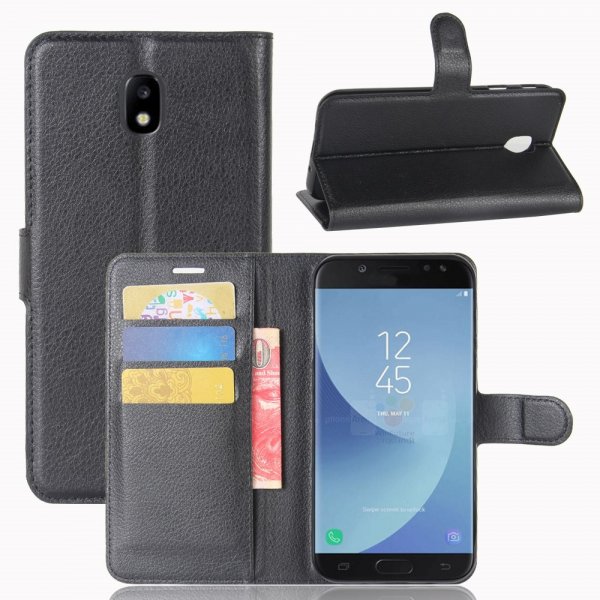 Samsung Galaxy J5 2017 Lompakkokotelo Litsi Musta