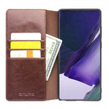 Qialino Samsung Galaxy Note 20 Ultra -kotelo, aitoa nahkaa, ruskea