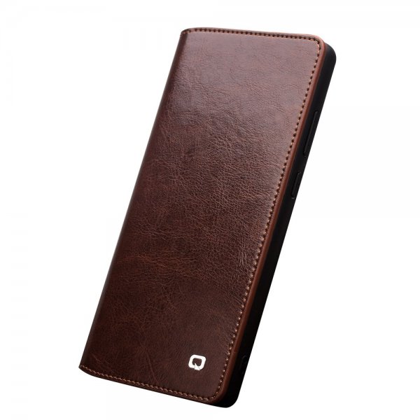 Qialino Samsung Galaxy Note 20 Ultra -kotelo, aitoa nahkaa, ruskea