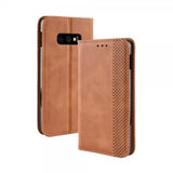 Samsung Galaxy S10E Lompakkokotelo Vintage Ruudukkokuvio Ruskea