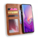 Samsung Galaxy S10E Lompakkokotelo Vintage Ruudukkokuvio Ruskea