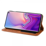 Samsung Galaxy S10E Lompakkokotelo Vintage Ruudukkokuvio Ruskea