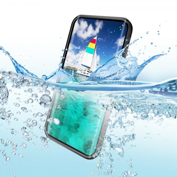 Redpepper Samsung Galaxy S10 Plus vedenkestävä IP68-suojakuori, musta