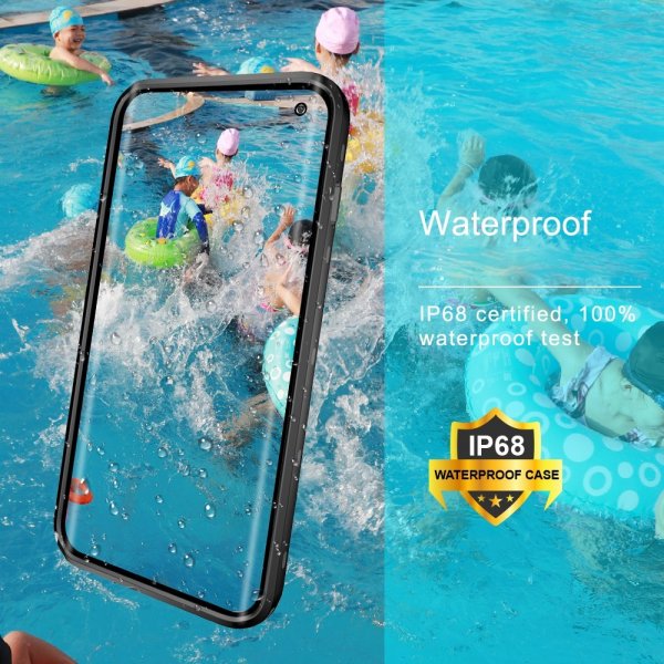 Redpepper Samsung Galaxy S10 Plus vedenkestävä IP68-suojakuori, musta