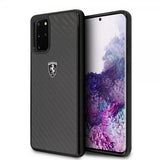 Ferrari Samsung Galaxy S20 Plus -kuori hiilikuitutekstuurilla, musta