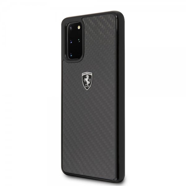Ferrari Samsung Galaxy S20 Plus -kuori hiilikuitutekstuurilla, musta