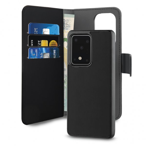 Puro Samsung Galaxy S20 Ultra Kotelo Lompakko Irrotettava 2-in-1 Musta