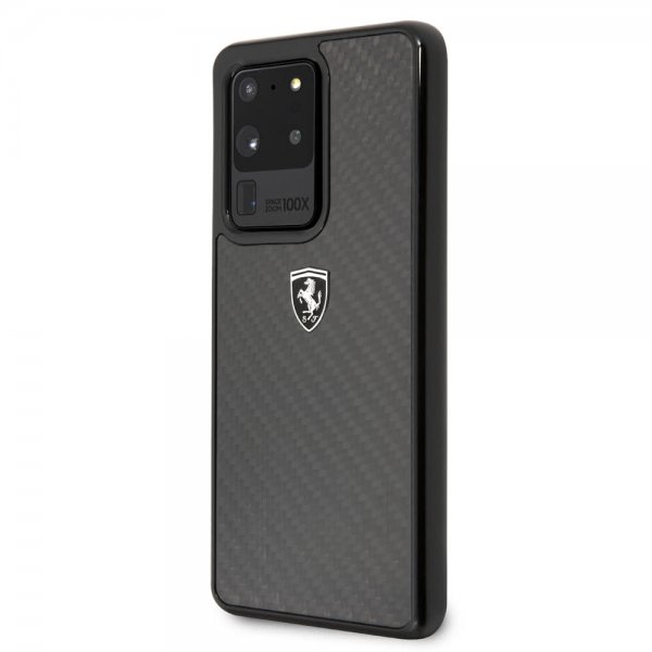 Ferrari Samsung Galaxy S20 Ultra -suojakuori, hiilikuitukuvioitu, musta