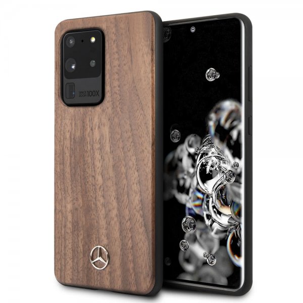 Mercedes Benz Samsung Galaxy S20 Ultra Suojakuori Wood Line Ruskea
