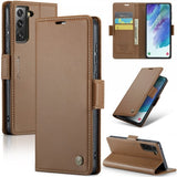 CaseMe Samsung Galaxy S21 FE Kotelo 023 Series Ruskea