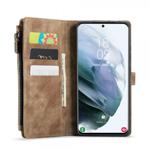 CaseMe Samsung Galaxy S21 FE C30 Series Kotelo, Ruskea