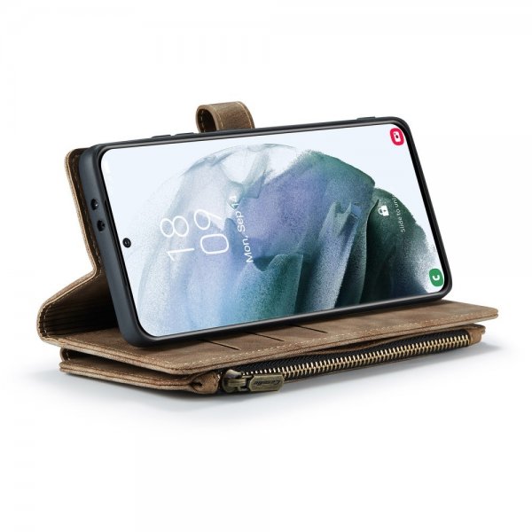 CaseMe Samsung Galaxy S21 FE C30 Series Kotelo, Ruskea