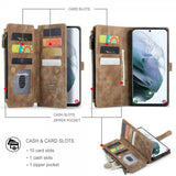 CaseMe Samsung Galaxy S21 FE C30 Series Kotelo, Ruskea