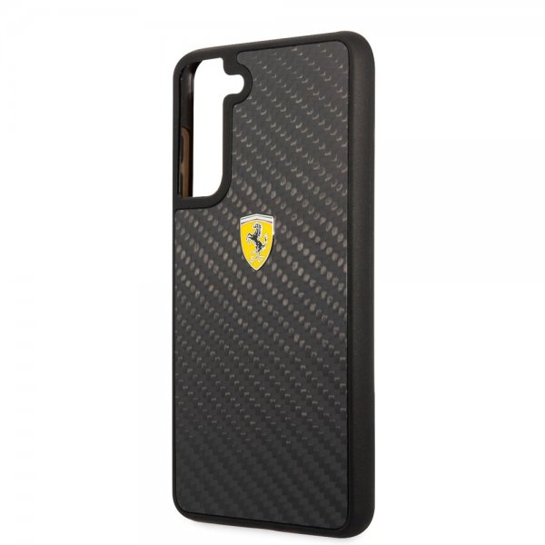 Ferrari Samsung Galaxy S21 FE Kuori Real Carbon Metal Logo Musta