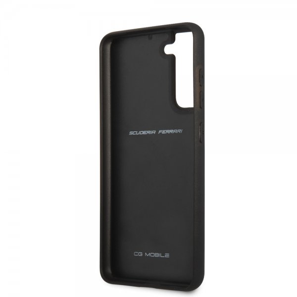 Ferrari Samsung Galaxy S21 FE Kuori Real Carbon Metal Logo Musta
