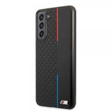 BMW Samsung Galaxy S21 FE Kuori Triangle Pattern & Tricolor Stripe Musta