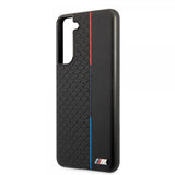 BMW Samsung Galaxy S21 FE Kuori Triangle Pattern & Tricolor Stripe Musta