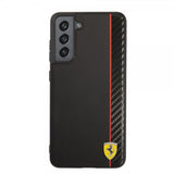 Ferrari Samsung Galaxy S21 FE Kuori Vertical Stripe Metallilogo Musta