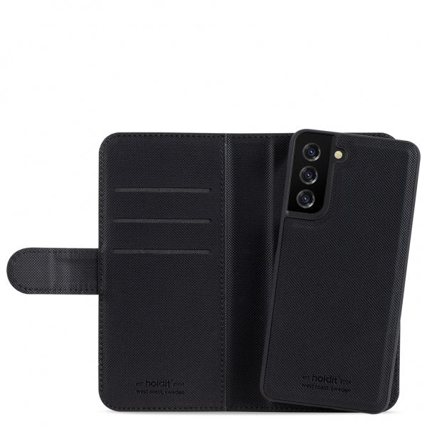 holdit Samsung Galaxy S21 FE -lompakkokotelo magneetilla, musta