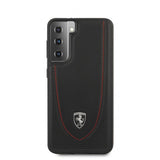 Ferrari Samsung Galaxy S21 Plus -kuori, logo, rei'itetty, musta
