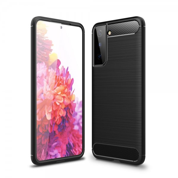 Samsung Galaxy S21 Plus Kuori Harjattu Hiilikuitutekstuuri Musta