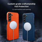 Samsung Galaxy S21 Nahkakuori MagSafe Tummansininen