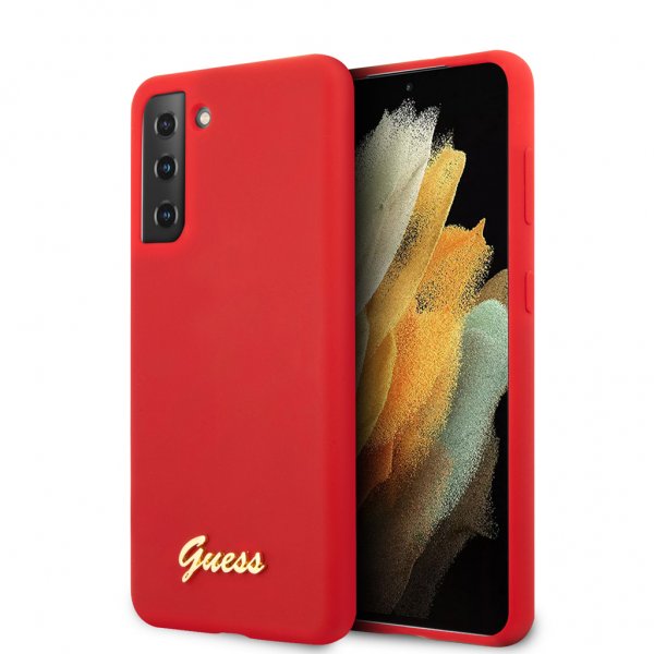 Guess Samsung Galaxy S21 -kuori, metallilogo, punainen